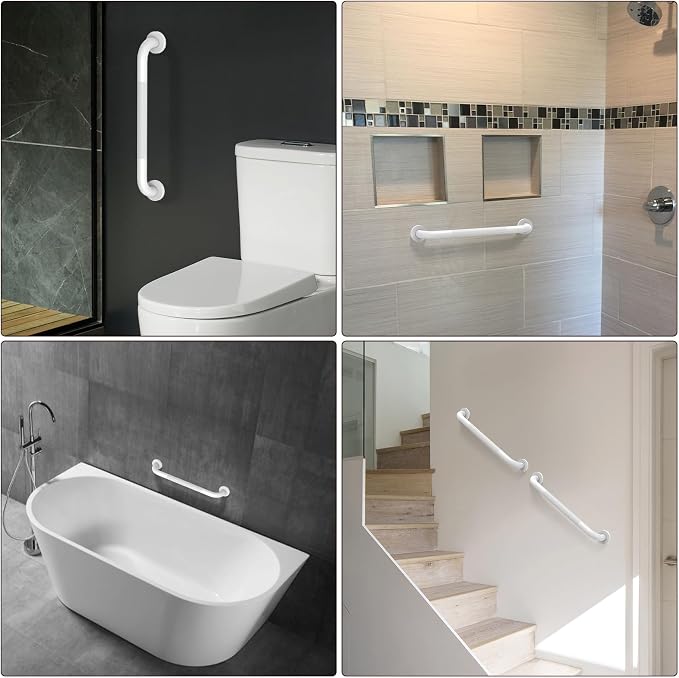 16 Inch Oil Rubbed White Shower Grab Bar w/Anti Slip Grip, ZUEXT Stainless Steel Bath Grab Bar,Bathroom Balance Bar, Wall Mount Safety Handrail Support, Handicap Injury Elderly Senior Assist Handle