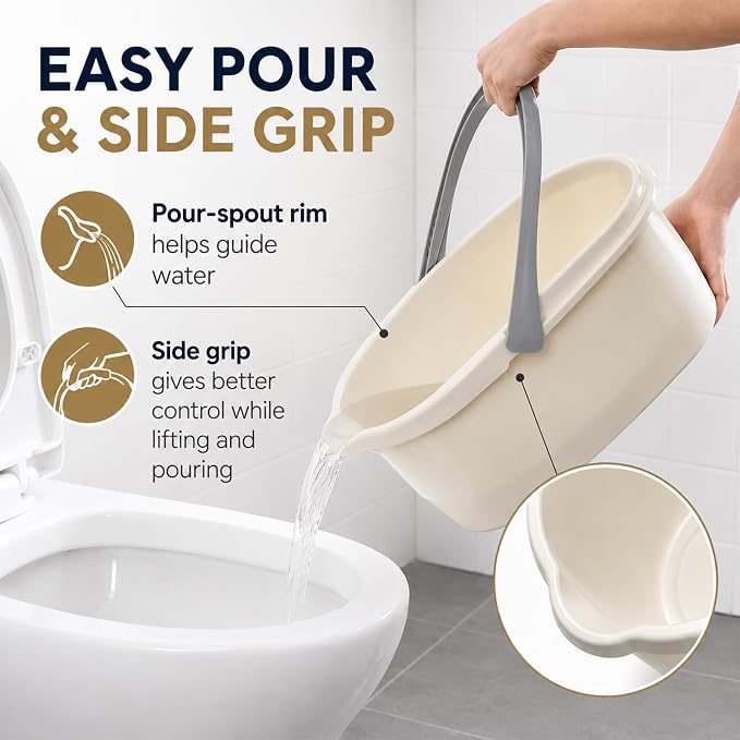 Haundry Compact Mop Bucket with Handle, Rectangular Cleaning Bucket and Caddy for Cleaning Supplies, 10L, White
