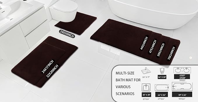 MINIDEAR Bathroom Rugs 44x24 Dark Brown - Thick Memory Foam Bath Mat, Ultra Soft & Plush Fluffy, Non-Slip, Quick Dry, Absorbent Washable Floor Microfiber Mat for Tub, Home Decor Accessories