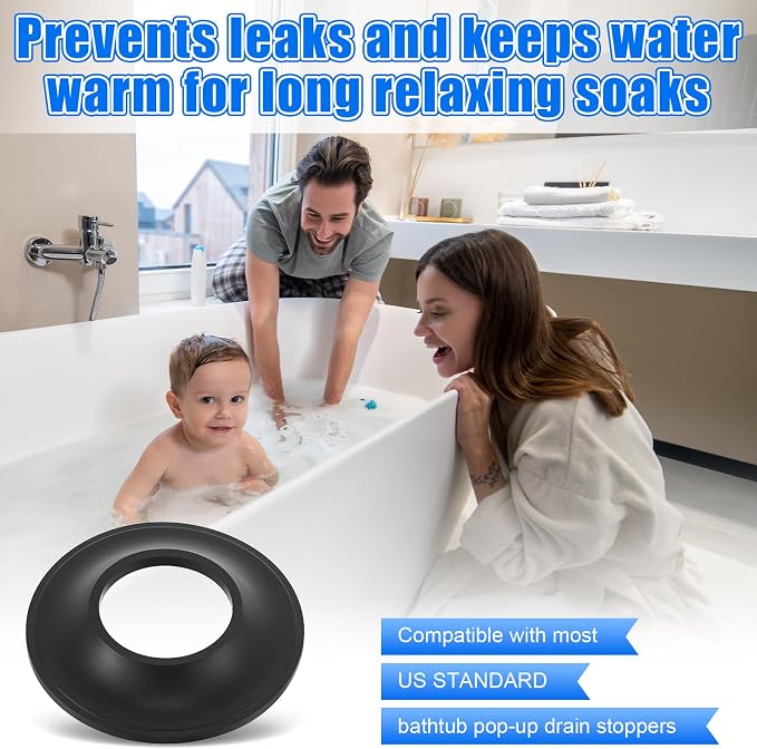 Dreyoo 5 Pack Tub Stopper Gasket for Tub Drain Assemblies, Replaces Stopper Bathtub Drain Gasket, for Tip Toe Style Bathtub Stoppers (2-1/16 in. x 1 in. x 1/4 in), Easy Installation