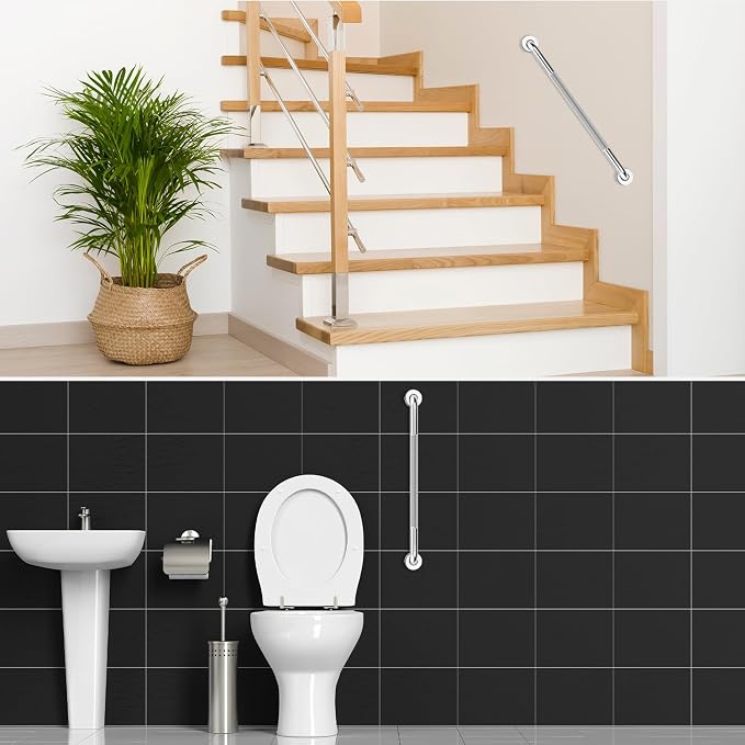 supregear Grab Bars for Bathtubs and Showers (2-Pack), Anti-Slip Stainless Steel Bathroom Safety Handle, Heavy Duty Grip Bars for Handicap Elderly Senior, 20 in