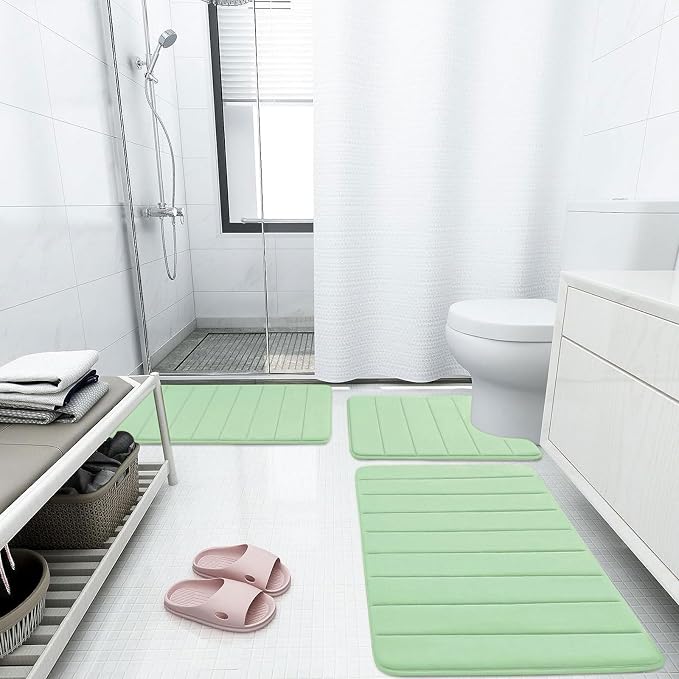 Buganda Memory Foam Bath Mat 70 x 24, Ultra Soft Absorbent Bathroom Rugs | Sage Green, Machine Washable Quick Dry Bath Mats for Bathroom Floor, Shower and Tub, Home Decor Accessories