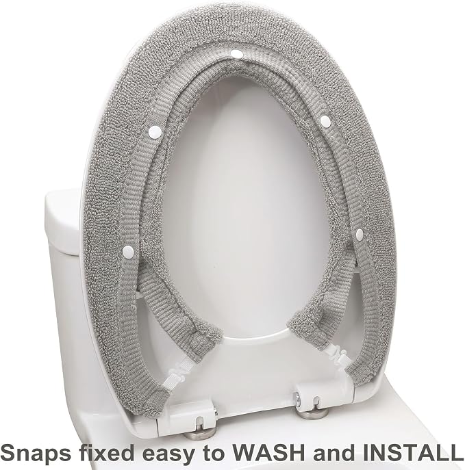 Bathroom Soft Thicker Warmer Stretchable Washable Cloth Toilet Seat Cover Pads (Gray/3pcs)
