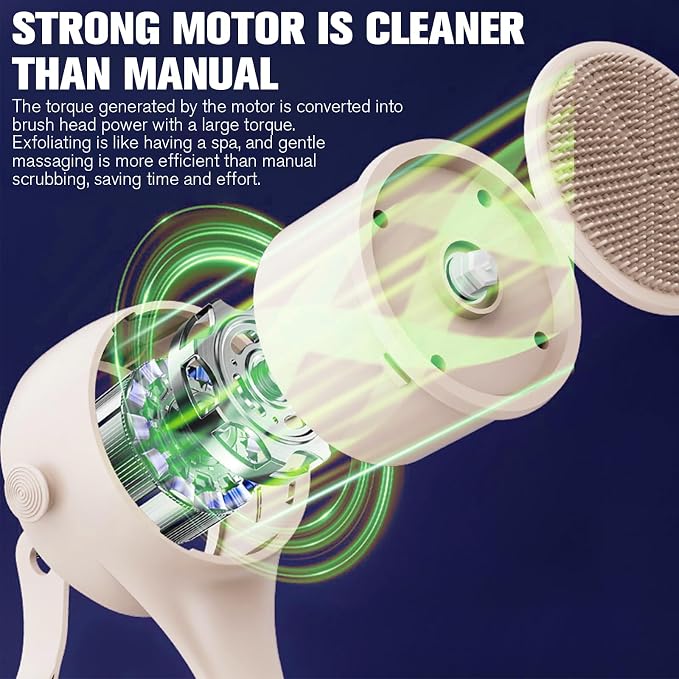 Electric Back Scrubber for Shower - Rechargeable Waterproof Body Exfoliator Brush with 4 Heads, Double Handles for Deep Cleaning & Skin Massag (Milk Coffee)