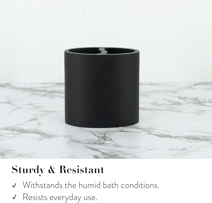 Bathroom Accessory Sets, 4 Pieces Bathroom Accessories Complete Set Vanity Countertop Accessory Set, Includes Lotion Dispenser Soap Pump, Toothbrush Holder and Tray (Matte Black Look Rounded)