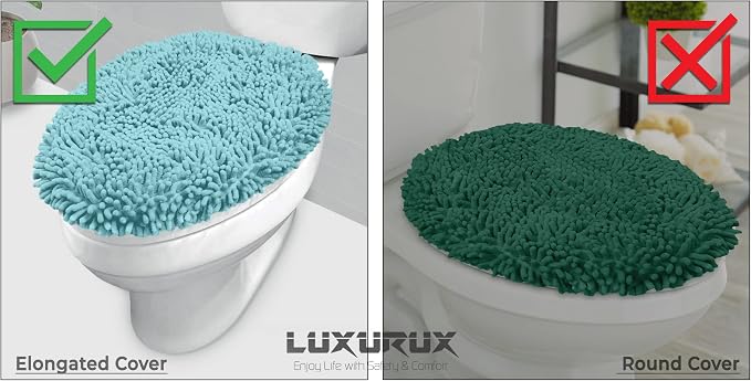 LuxUrux Toilet Lid Cover, Extra-Soft Plush Seat Washable Shaggy Microfiber Standard Toilet Lid Covers for Bathroom Machine Wash & Dry. (18 x 21 inches, Plum)