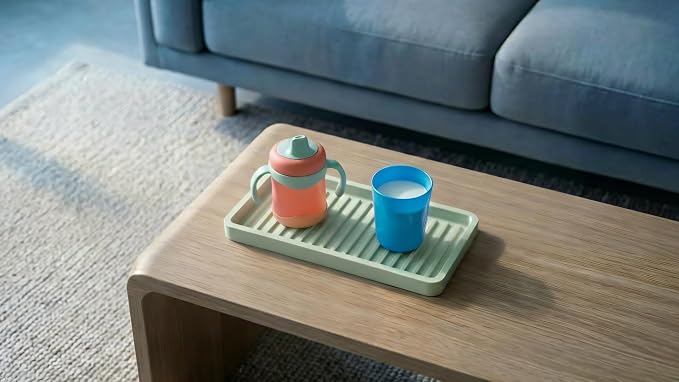 Silicone Sink and Surface Organizer Tray, Sponge Holder, Vanity Tray, Trivet | Heat Safe, Dishwasher Safe, for Bathroom and Kitchen Organization (Pistachio, 9"x3.5")