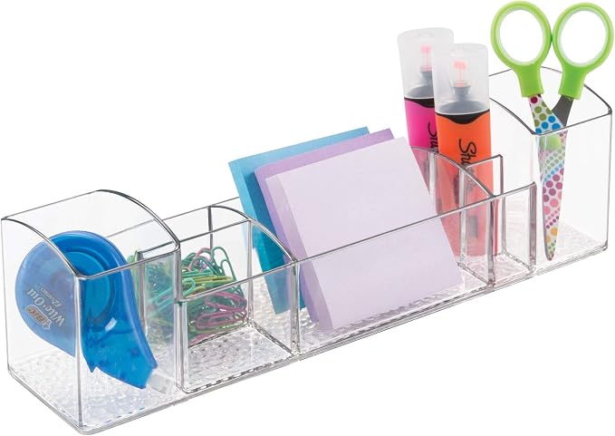 iDesign 43030 Med+ 12" Plastic Divided Vanity Medication and Bathroom Accessory, 12" x 3" x 3.5", Multi-Level Organizer | Medication and Bathroom Accessory