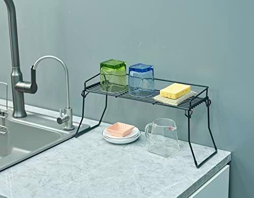 JUNCHU CHERRY Metal The Sink Vanity Organizer 2 Pack, Bathroom or Kitchen Sink Organizer, Feminine Products Organizer (2 Black)