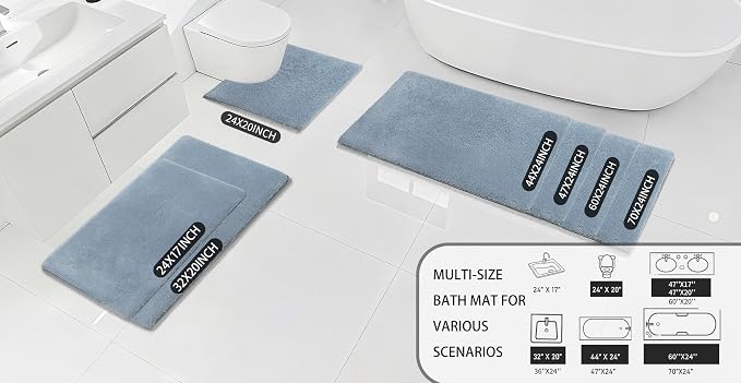 MINIDEAR Bathroom Rugs 32x20 Light Blue - Thick Memory Foam Bath Mat, Ultra Soft & Plush Non-Slip, Quick Dry, Absorbent Washable Floor Microfiber Mat for, Home Decor Accessories