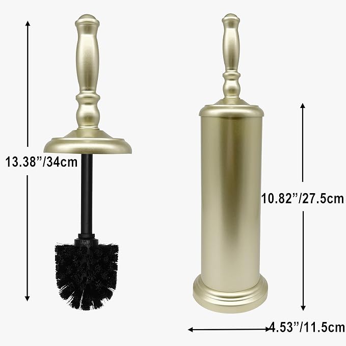 Metal Toilet Bowl Brush with Holder Premium Bathroom Cleaning Set Rustproof Hygienic Durable Elegant Finish