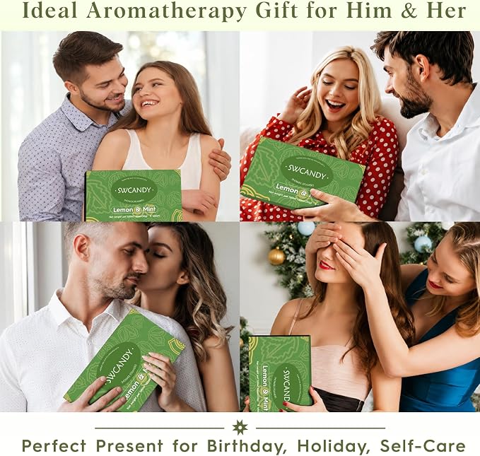 SWCANDY Lemon & Mint Shower Steamers 8 Pack, Home Spa Self Care | Crisp citrus-mint aromatherapy with natural essential oils shower gift for women, men, wife & husband.