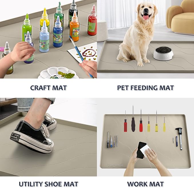 Heavy Duty Silicone Under Sink Mat for Kitchen&Bathroom 22" x 19", Waterproof Under Sink Rubber Mat Drip Tray, Raised Edge Under Sink Liner,Prevent Drips, Leaks, Spills,Brown