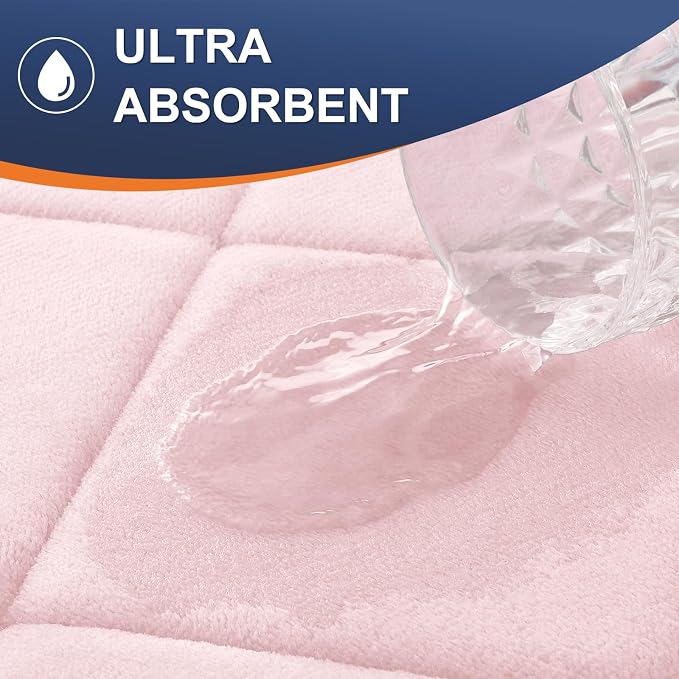 OLANLY Memory Foam Bath Mat 24x16, Ultra Soft and Absorbent Bathroom Rugs | Pink, Quick Dry, Machine Washable Shower Bath Rugs, Comfortable Bath Carpet for Bathroom Floor, Tub and Shower