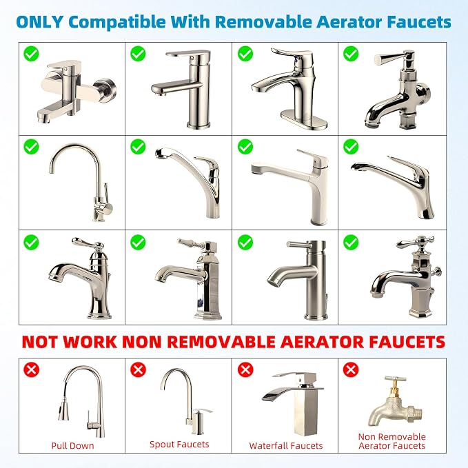 Hibbent NSF/ANSI/CAN 61 Certified Faucet Aerator, CUPC Certification 360° Swivel Kitchen Faucet Aerator, 2 Flow Sprayer Modes Water Saving Faucet Extender-55/64"-27UNS Female Thread/Brushed Nickel