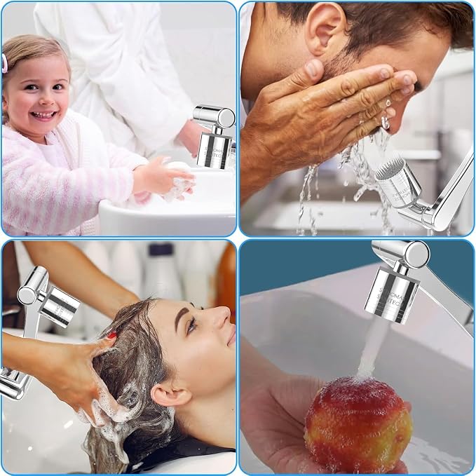 London Sunshine 2PC 1080° Swivel Faucet Extender,360° Swivel Robotic Arm Faucet Aerator,2 Sprayer Mode Kitchen Faucet Attachment Tap Head Replacement For Bathroom/Kitchen/Face/Hair