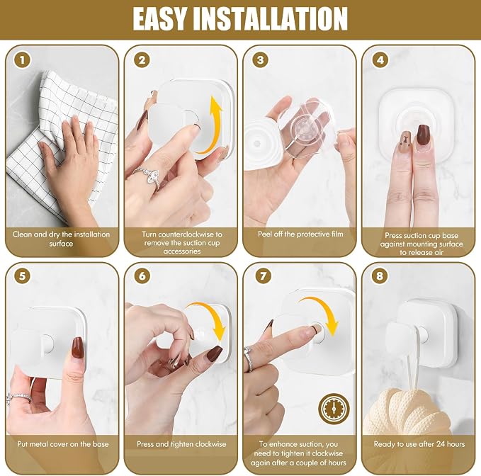BKV Suction Cup Hooks for Shower,Heavy Duty Shower Hooks for Bathroom Wall,Glass Windows,Smooth Doors to Hang Towels,Robes,Coat,Reusable Suction Cup Wreath Hanger for Christmas Wreaths-White(4 Pack)