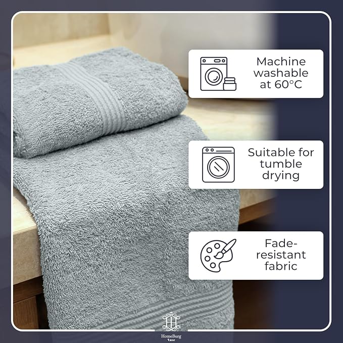 Luxe 6-Piece Hand Towel Set – Soft & Absorbent Cotton, Hotel Quality, Quick-Drying, Easy Care, 16 x 28 in (Ice Blue)