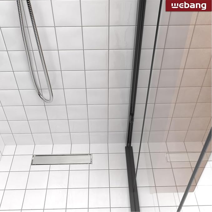 WEBANG 12 Inch Linear Shower Drain Rectangular Floor Drain with Accessories Reversible 2-in-1 Cover Tile Insert Grate Removable SUS304 Stainless Steel CUPC Certified Brushed