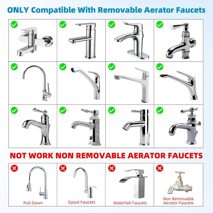 Hibbent NSF/ANSI/CAN 61 Certified Faucet Aerator, cUPC Certification 360° Swivel Faucet Extender, Dual-function Sink Aerator, Kitchen Faucet Sprayer Attachment, 55/64” Female Thread, Chrome