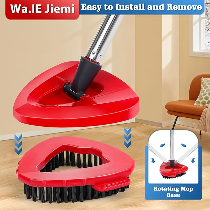 4 Pack Spin Mop Replacements Head Compatible with Ocedar EasyWring 1-Tank System,Microfiber Spin Mop Refills Head,1 Mop Scrub Brush + 1 Mop Base + 4 Pack Cleaning Floor Mop Head(White)