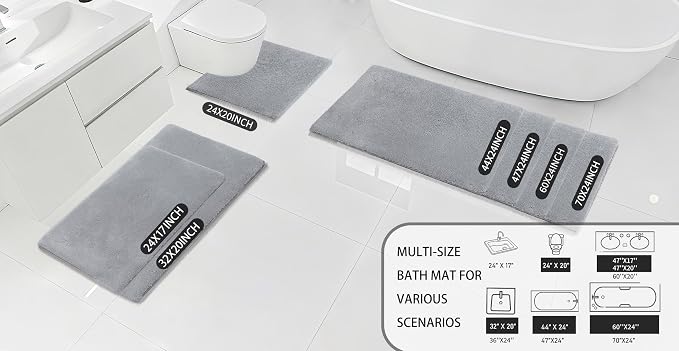 MINIDEAR Bathroom Rugs 47x17 Dark Gray - Thick Memory Foam Bath Mat, Ultra Soft & Plush Fluffy, Non-Slip, Quick Dry, Absorbent Washable Floor Microfiber Mat for Tub, Home Decor Accessories