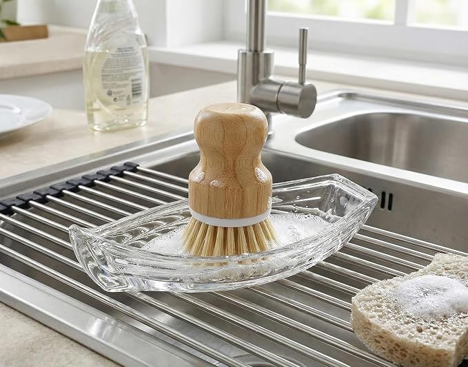 Boat Clear Glass Soap Dish with Drainage,Bar Soap Holder | Self Draining Soap Dish for Shower,Soap Tray,Soap Holder for Bathroom Sink,Vanity&Kitchen,Beach Theme Bathroom Accessory.