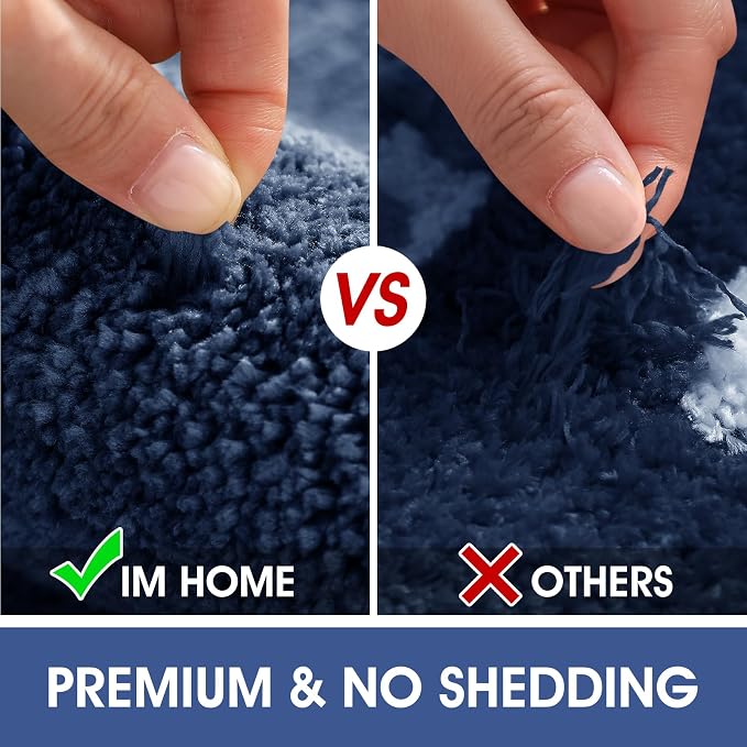 IM HOME Bathroom Rugs 24"x17", Ultra Soft Thick Plush Fluffy Microfiber Absorbent Bath Mat, Non-Slip Backing, Machine Washable Bath Mats for Bathroom Floor, Tub and Shower, Navy Blue