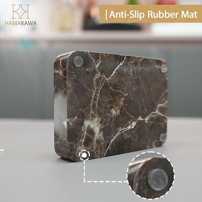 Natural Marble Soap Dish, Rectangle Emperador Dark Jewelry Dish, Dark Brown Style Shower Soap Holder, Modern Stone Sponge Holder, Bar Soap Saver Tray for Bathroom, Kitchen, Easy to Clean