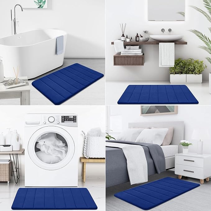 Buganda Memory Foam Bath Mat 40 x 32, Ultra Soft Absorbent Bathroom Rugs | Navy Blue, Machine Washable Quick Dry Bath Mats for Bathroom Floor, Shower and Tub, Home Decor Accessories
