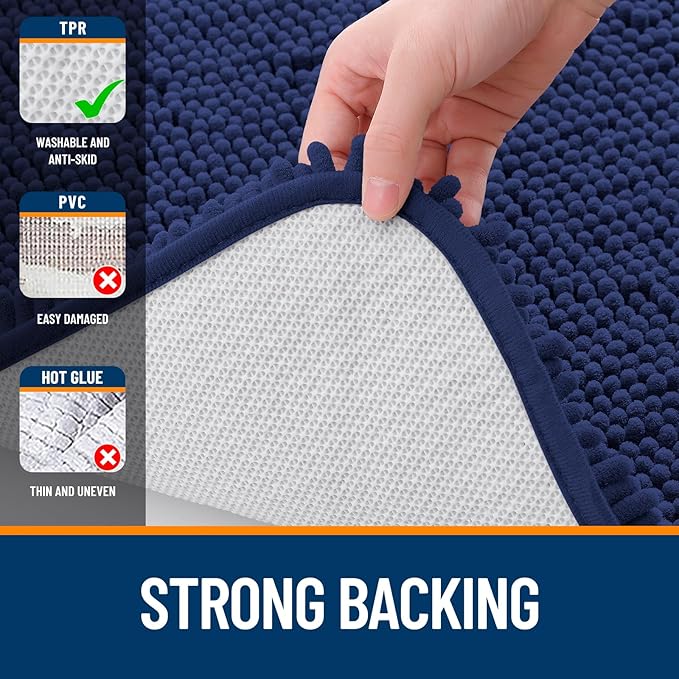 OLANLY Large Bathroom Rugs 59x35, Extra Soft Absorbent Chenille Bath Rugs | Twilight Sapphire, Quick-Drying Rubber Backing, Washable Bath Mat for Bathroom Floor, Tub and Shower, Home Decor Accessories