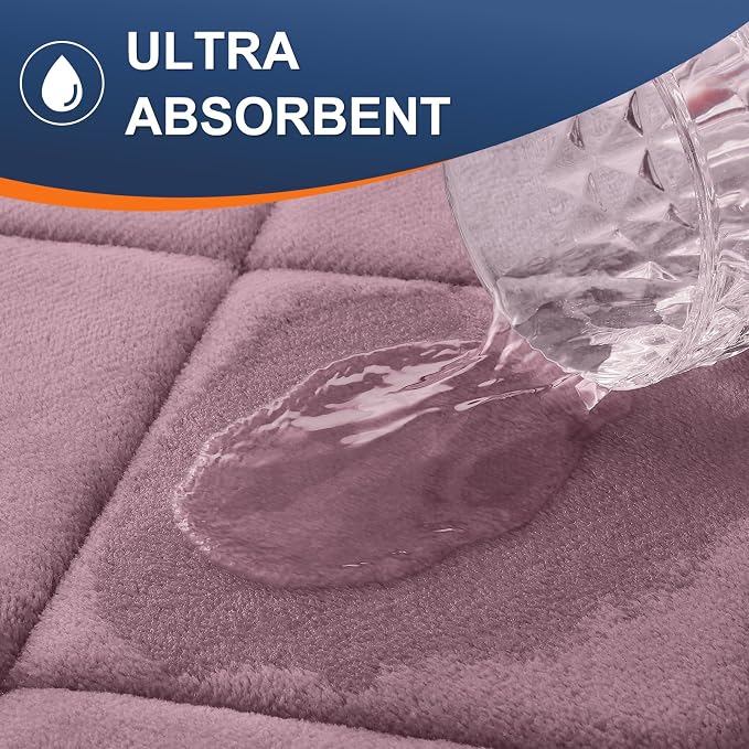 OLANLY Memory Foam Bath Mat 30x20, Ultra Soft and Absorbent Bathroom Rugs | Deep Plum, Quick Dry, Machine Washable Shower Bath Rugs, Comfortable Bath Carpet for Bathroom Floor, Tub and Shower