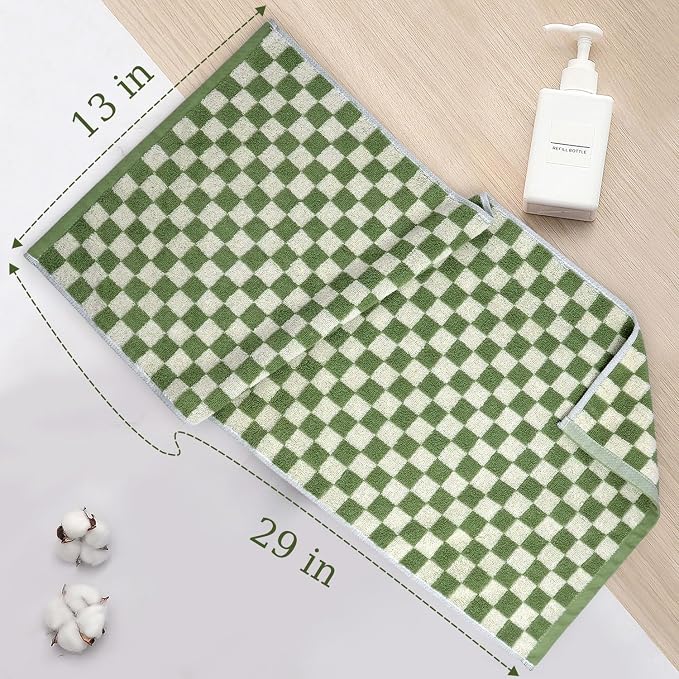 Jacquotha Hand Towels for Bathroom 4 Pack, Checkered Hand Towel Set | Cotton Soft Absorbent for Face Spa Bath Gym, Kitchen Towels Decorative, 13 x 29 Inches, 4 Colors