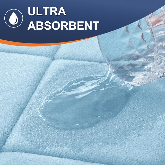 OLANLY Memory Foam Bath Mat 70x24, Ultra Soft and Absorbent Bathroom Rugs | Sky Blue, Quick Dry, Machine Washable Shower Bath Rugs, Comfortable Bath Carpet for Bathroom Floor, Tub and Shower
