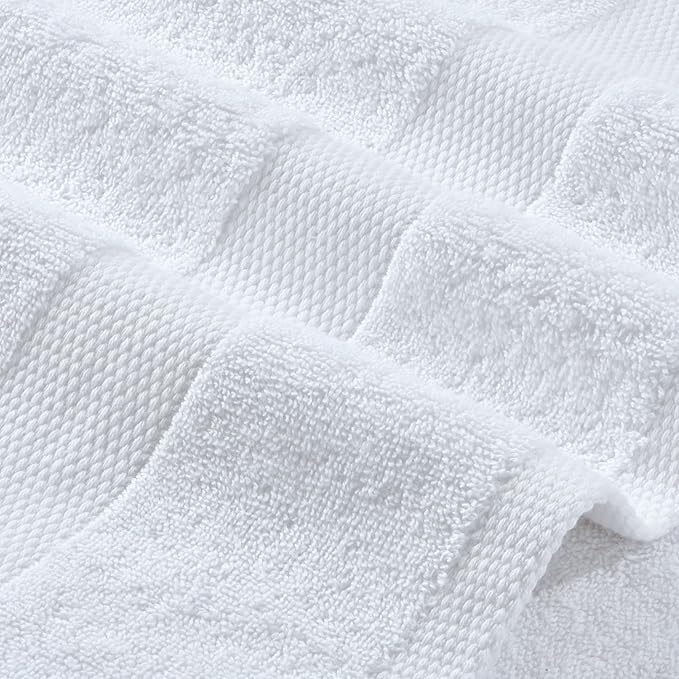 White Bath Towels 24x50 Inch, 6 Pack - Extra Absorbent Cotton Towel Set for Bathroom