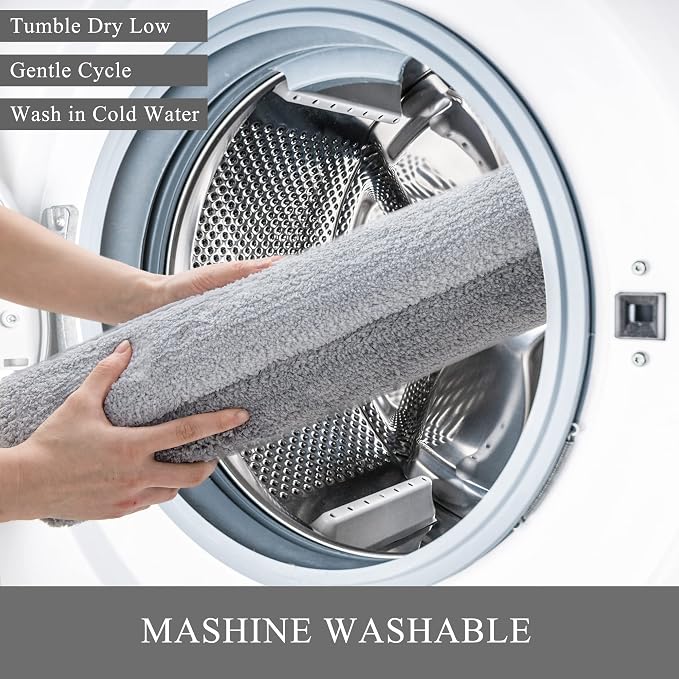 3 Pcs Ombre Bath Mat Set for Bathroom, Non Slip Ultra Soft and Thick Water Absorbent Bath Carpet, Machine Washable & Quick Dry Bathroom Rug, for Bedroom Door Living Room,Grey