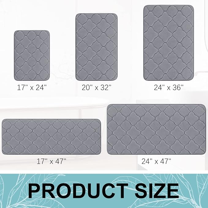 OLANLY Memory Foam Bath Mat Rug 47x17, Ultra Soft and Absorbent Bathroom Rugs, Non-Slip, Comfortable, Machine Washable Bath Carpet for Bathroom Floor, Tub, Shower and Home Decor Accessories, Dark Grey | Thick Absorbent Carpet, Non-Slip Backing, Machine...