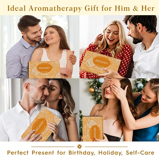 SWCANDY Orange Shower Steamers 8 Pack, Home Spa Self Care | Bright citrus aromatherapy with natural essential oils shower gift for women, men, wife & husband.