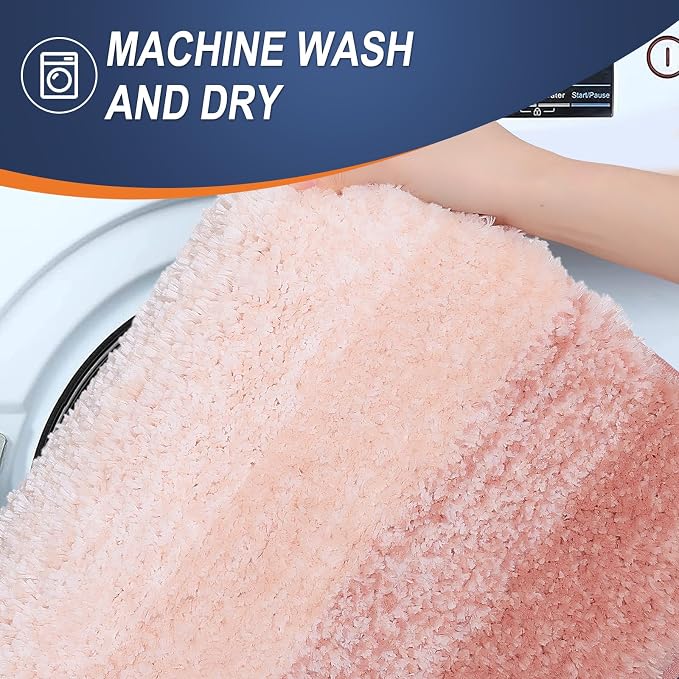 OLANLY Bathroom Rugs Mat 36x24, Extra Soft Absorbent Microfiber Bath Rugs | Peach, Non-Slip Quick-Drying Rubber Backing, Washable Plush Bath Mat for Floor, Tub and Shower, Home Decor Accessories