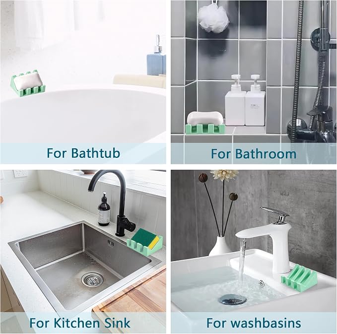 Self Draining Soap Dish Holder,Silicone Soap Dish,for Bathroom,Kitchen, Sponges,Can Extend Soap Life,Keep Soap Bars Dry and Easy Cleaning (Sea Blue,1-Pack)
