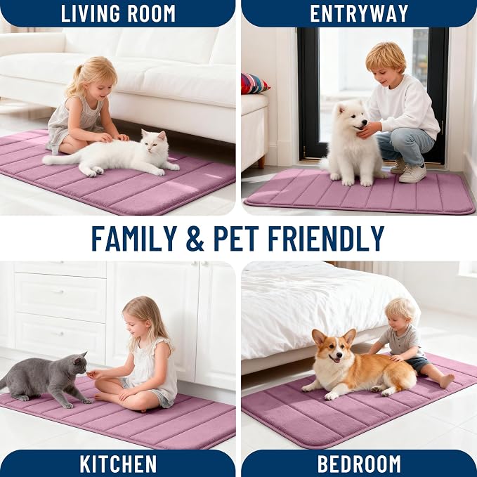 OLANLY Memory Foam Large Bath Mat 44x32, Super Soft Absorbent Bathroom Rugs | Deep Plum, Quick Dry Bath Rug, Machine Washable Shower Floor Mats, Bathmat Carpet for Bathroom Floor, Tub and Shower