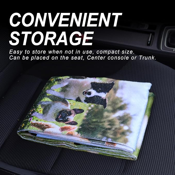 Car Seat Cover Protector Front Seats,for Gym Workout,Running,Swimming,Beach and Hiking,Waterproof Sweat Towel Bucket Seat Covers for Cars SUV Trucks (Dog Print, 2Pcs)