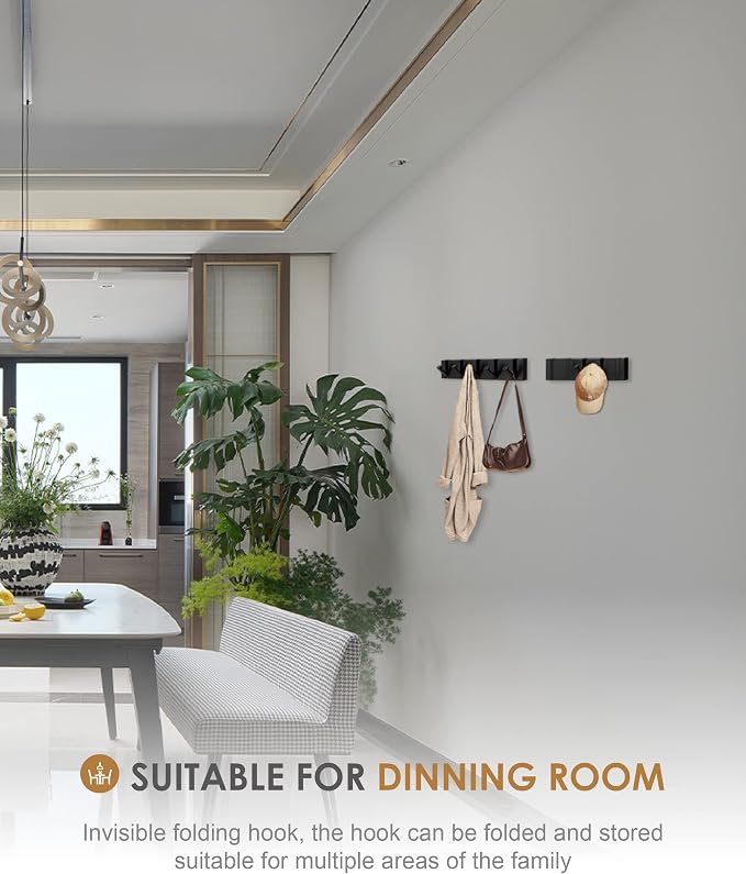 2 in a Box,Black Wall Hooks,Towel Hooks for Bathroom Wall Mounted,Coat Hooks,Perforated or Free Perforated,Door Robe Hooks,Bathroom Towel Hook,Black Door Hook,Also for Balcony,Kitchen.