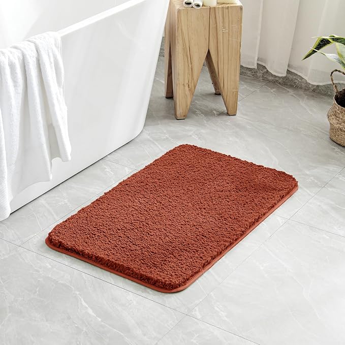 MIULEE Fall Rust Bathroom Rugs Set 2 Piece Soft Runner Bath Mats 24x44 Inch | Soft Absorbent Microfiber Bath Rugs, Non Slip, Quick Dry, Fluffy Bath Rugs for Bathroom Floor Tub Showers, Machine Washable
