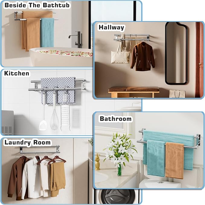 Alise 32 inch Double Towel Bar for Bathroom Wall Mounted, Polished Chrome | SUS304 Stainless Steel, Bathroom Towel Holder Towel Hanger, Towel Racks for Bathroom, Labatory, Tower Drying Rack Towel Rail