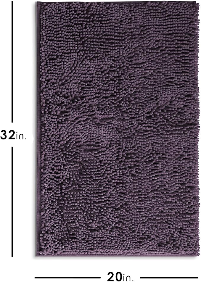 Hearth & Harbor Bathroom Rugs, Chenille Bath Mat - Machine Washable Bath Mats for Bathroom Non-Slip Backing Rubber, Quick Dry Bathroom Mat