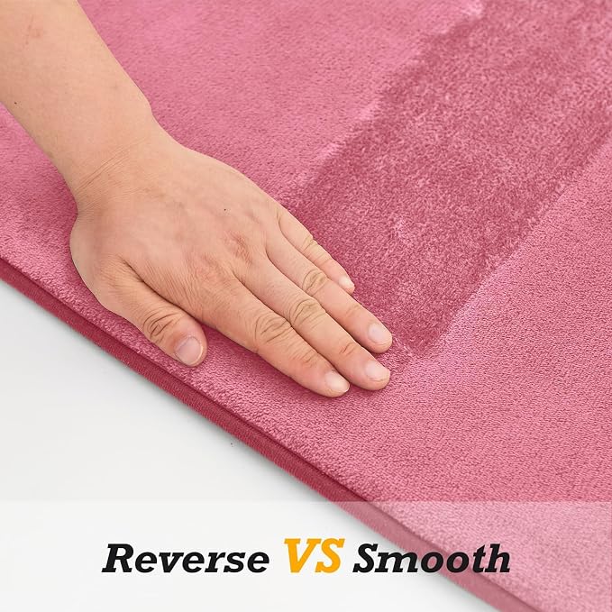 Bathroom Rugs Sets 2 Piece, Non-Slip & Quick Dry Bath Mat Set, Ultra Soft Velvet Bath Rugs for Bathroom, Toilet and Shower Floor, Pink