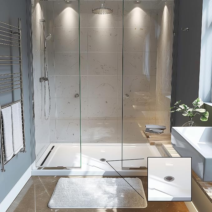 Westbrass D319-2-62 4-1/4" OD Casper Style Brass Snap-in Shower Strainer Grid Drain Cover, Matte Black (2-Pack)
