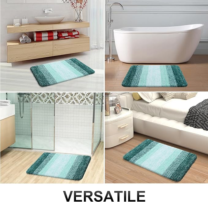 OLANLY Micorfiber Bathroom Rug Set 2 Piece, 30"x20"+24"x16" | Blackish Green, Soft Absorbent Bath Rug Set, Non-Slip, Machine Wash Dry, Plush Shaggy Bath Mats for Bathroom