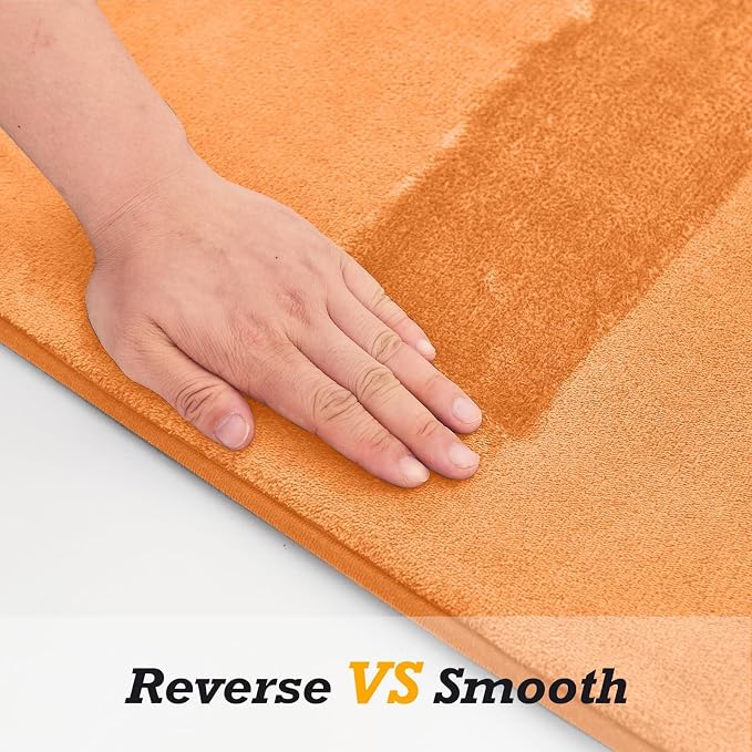 Bathroom Rugs Sets 3 Piece, Non-Slip & Quick Dry Bath Mat Set, Ultra Soft Velvet Bath Rugs for Bathroom, Toilet and Shower Floor, Orange